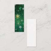 クリスマスゴールデンスノーフレークonグリーンバックグラウンド スキニー名刺 (正面/裏面)