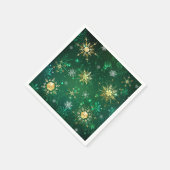 クリスマスゴールデンスノーフレークonグリーンバックグラウンド スタンダードカクテルナプキン (角)