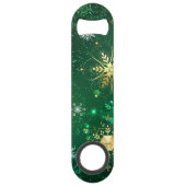 クリスマスゴールデンスノーフレークonグリーンバックグラウンド スピード栓抜き (裏面)