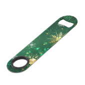 クリスマスゴールデンスノーフレークonグリーンバックグラウンド スピード栓抜き (裏面アングル)