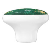 クリスマスゴールデンスノーフレークonグリーンバックグラウンド セラミックノブ (側面)