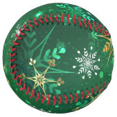 クリスマスゴールデンスノーフレークonグリーンバックグラウンド ソフトボール (正面左)