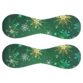 クリスマスゴールデンスノーフレークonグリーンバックグラウンド ソフトボール (パネル)