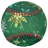 クリスマスゴールデンスノーフレークonグリーンバックグラウンド ソフトボール (裏面)