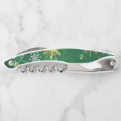 クリスマスゴールデンスノーフレークonグリーンバックグラウンド ソムリエナイフ (裏面)