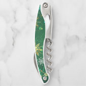 クリスマスゴールデンスノーフレークonグリーンバックグラウンド ソムリエナイフ (裏面)