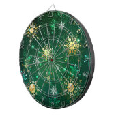 クリスマスゴールデンスノーフレークonグリーンバックグラウンド ダーツボード (正面右)