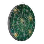 クリスマスゴールデンスノーフレークonグリーンバックグラウンド ダーツボード (正面左)