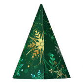 クリスマスゴールデンスノーフレークonグリーンバックグラウンド パーティーハット (裏面)