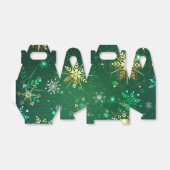 クリスマスゴールデンスノーフレークonグリーンバックグラウンド フェイバーボックス (折り畳みなし)