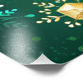 クリスマスゴールデンスノーフレークonグリーンバックグラウンド フォトプリント            (角)