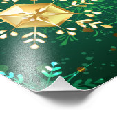 クリスマスゴールデンスノーフレークonグリーンバックグラウンド フォトプリント            (角)
