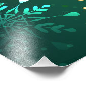 クリスマスゴールデンスノーフレークonグリーンバックグラウンド フォトプリント            (角)