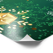 クリスマスゴールデンスノーフレークonグリーンバックグラウンド フォトプリント            (角)