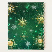 クリスマスゴールデンスノーフレークonグリーンバックグラウンド プランナー手帳 (裏面)