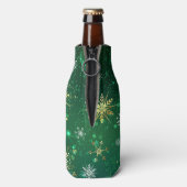 クリスマスゴールデンスノーフレークonグリーンバックグラウンド ボトルクーラー (ボトル裏面)