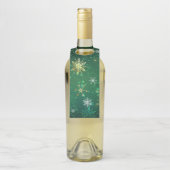 クリスマスゴールデンスノーフレークonグリーンバックグラウンド ボトルネックタグ (ボトル)