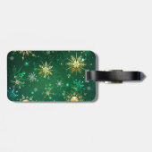 クリスマスゴールデンスノーフレークonグリーンバックグラウンド ラゲッジタグ (裏面横)