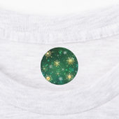 クリスマスゴールデンスノーフレークonグリーンバックグラウンド ラベル (貼付)