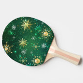 クリスマスゴールデンスノーフレークonグリーンバックグラウンド 卓球ラケット (横)