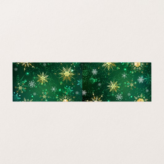 クリスマスゴールデンスノーフレークonグリーンバックグラウンド 名刺 (外部フラット)