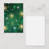 クリスマスゴールデンスノーフレークonグリーンバックグラウンド 名刺 (正面/裏面)