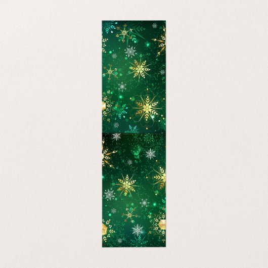 クリスマスゴールデンスノーフレークonグリーンバックグラウンド 名刺 (外部フラット)