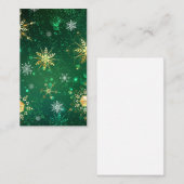 クリスマスゴールデンスノーフレークonグリーンバックグラウンド 紹介カード (正面/裏面)