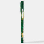 クリスマスゴールデンスノーフレークonグリーンバックグラウンド iPhoneケース (左側面)