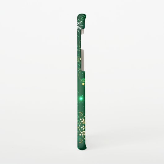 クリスマスゴールデンスノーフレークonグリーンバックグラウンド samsung galaxyケース (左側)