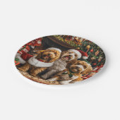 クリスマスゴールデンドゥードルパピードッグ ペーパープレート (アングル)