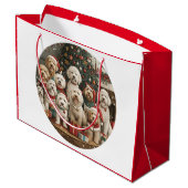 クリスマスゴールデンドゥードルパピードッグ ラージペーパーバッグ (裏面アングル)