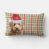 クリスマスゴールデンドルレッドグリーンプレイドホリデー ランバークッション (裏面)