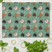 クリスマスゴールデンドール犬 キッチンタオル (折り畳み)