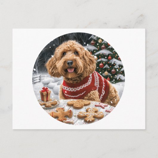 クリスマスゴールデンドール犬 シーズンポストカード (正面)