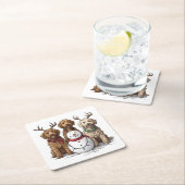 クリスマスゴールデンドール犬 スクエアペーパーコースター (インサイチュ)