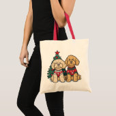 クリスマスゴールデンドール犬 トートバッグ (正面(商品))