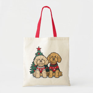 クリスマスゴールデンドール犬 トートバッグ