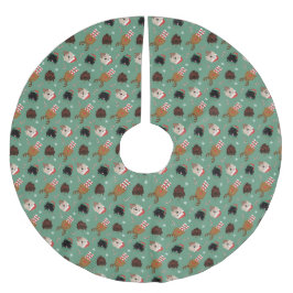 クリスマスゴールデンドール犬 ブラッシュドポリエステルツリースカート