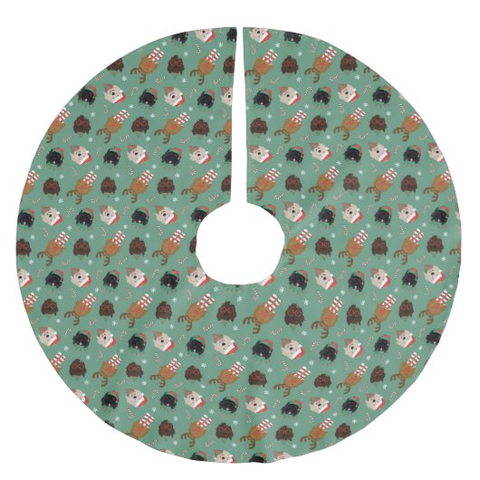 クリスマスゴールデンドール犬 ブラッシュドポリエステルツリースカート (正面)