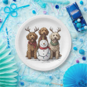 クリスマスゴールデンドール犬 ペーパープレート (パーティー)