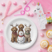 クリスマスゴールデンドール犬 ペーパープレート (パーティー)