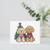 クリスマスゴールデンドール犬 ポストカード (スタンド正面)