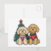 クリスマスゴールデンドール犬 ポストカード (正面/裏面)