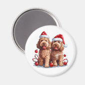 クリスマスゴールデンドール犬 マグネット (正面/裏面)