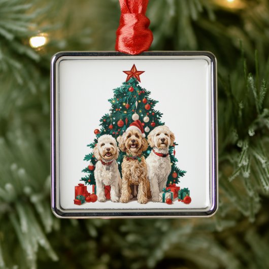 クリスマスゴールデンドール犬 メタルオーナメント (ツリー)