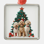 クリスマスゴールデンドール犬 メタルオーナメント (正面)