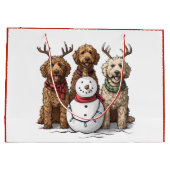クリスマスゴールデンドール犬 ラージペーパーバッグ (裏面)