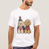 クリスマスゴールデンドール犬 Tシャツ (正面)