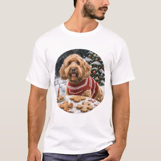 クリスマスゴールデンドール犬 Tシャツ (正面)